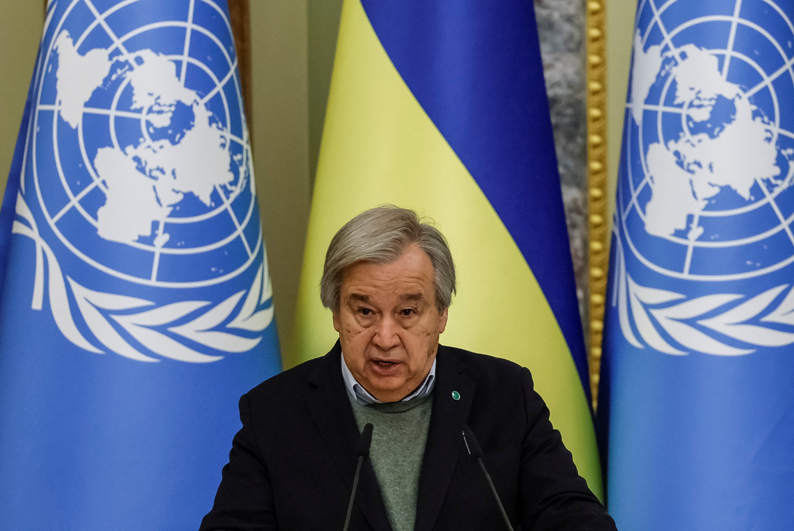El secretario general de la ONU, Antonio Guterres, en Kiev, Ucrania, el 8 de marzo de 2023.  REUTERS/Alina Yarysh