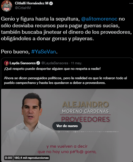 Alejandro Moreno fue acusado de presuntos actos de corrupción (Foto: Twitter/@CitlaHM)