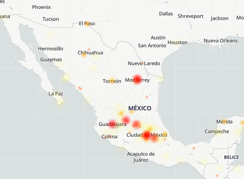 Distintas ciudades de México reportaron fallas en la red social. (DownDetector)