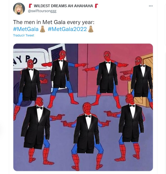 Usuarios en redes sociales reaccionaron con memes a los mejores momentos y atuendos que dejó la edición 2022 de la gala del Museo Metropolitano de Arte de Nueva York (Foto: Twitter / @swiftoursonggg)