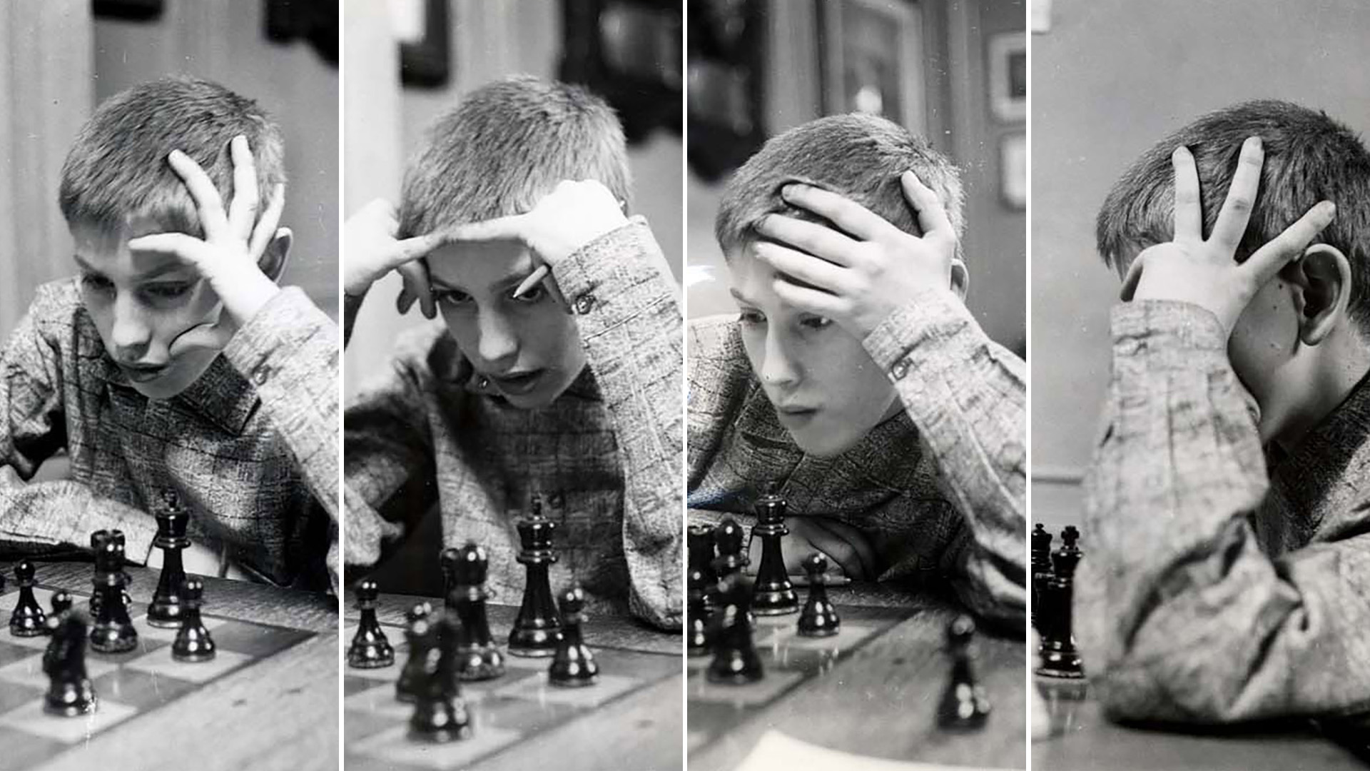 Bobby Fischer concentrado en un torneo jugado en Brooklyn, Nueva York, a los doce años. A los 14, fue campeón nacional