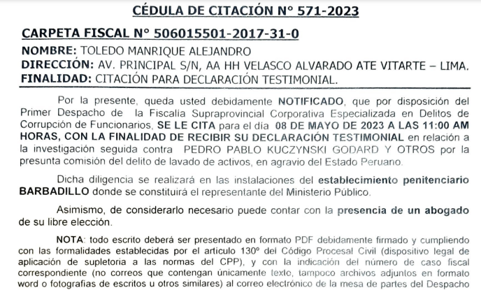 Documento de Fiscalía