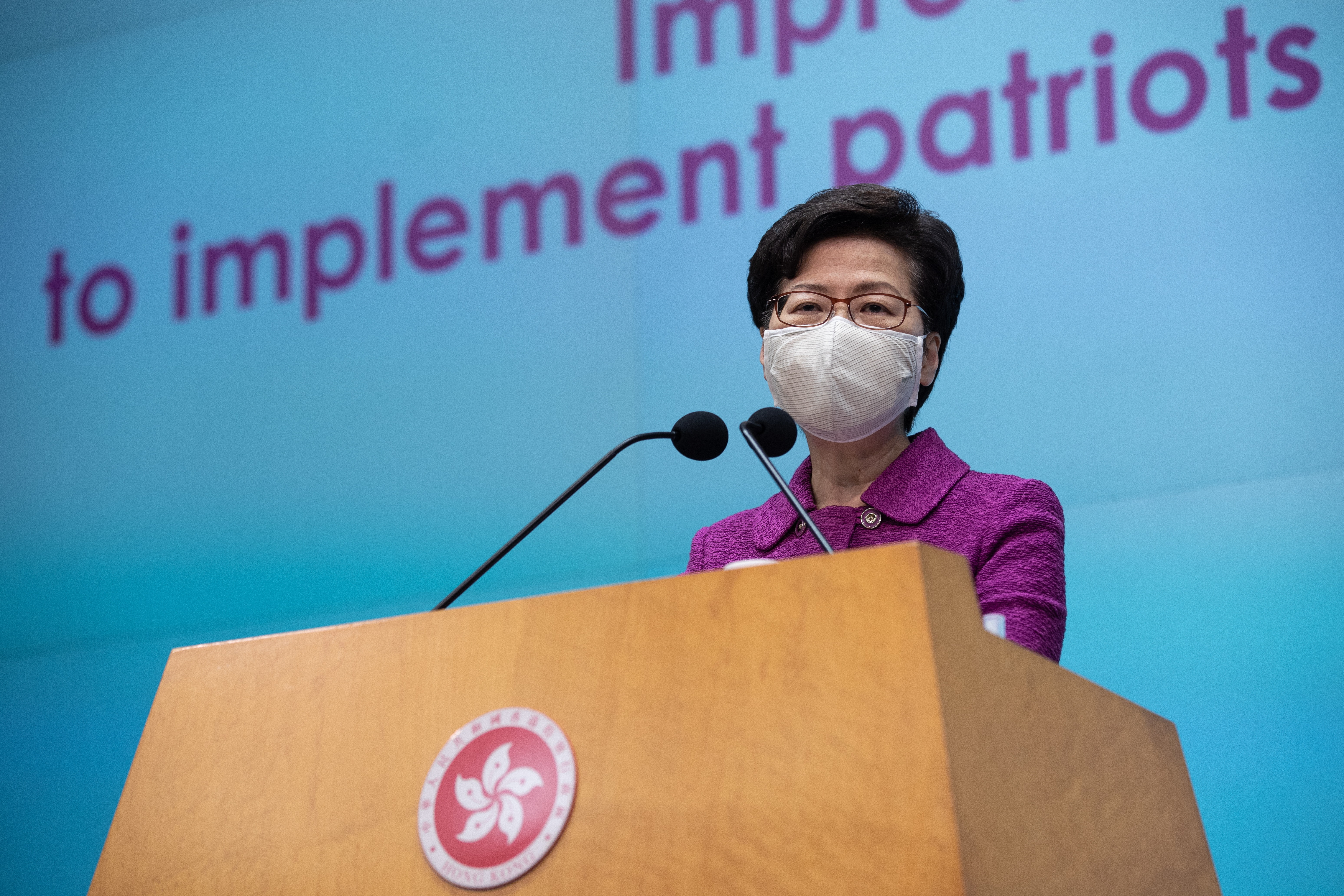La jefa del Ejecutivo hongkonés, Carrie Lam (EFE/EPA/JEROME FAVRE)