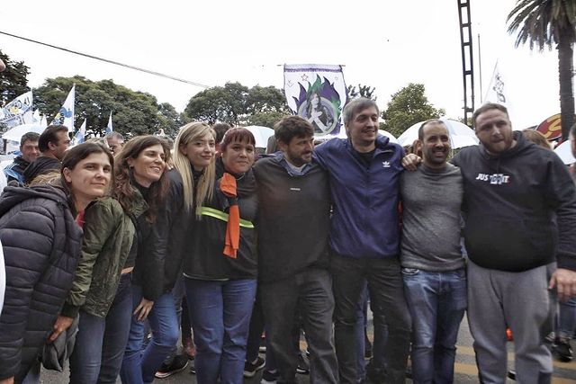 Los referentes del Frente Patria Grande con el diputado nacional y líder de La Cámpora, Máximo Kirchner