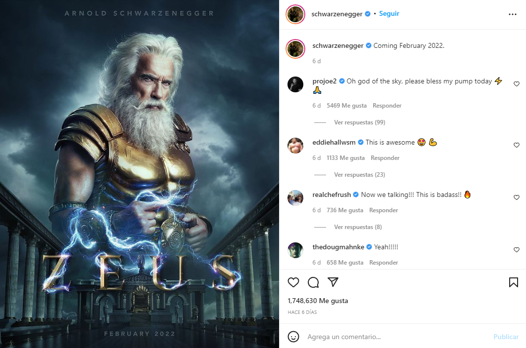 Arnold Schwarzenegger interpreta a Zeus en comercial de BMW Foto: Instagram/@schwarzenegger