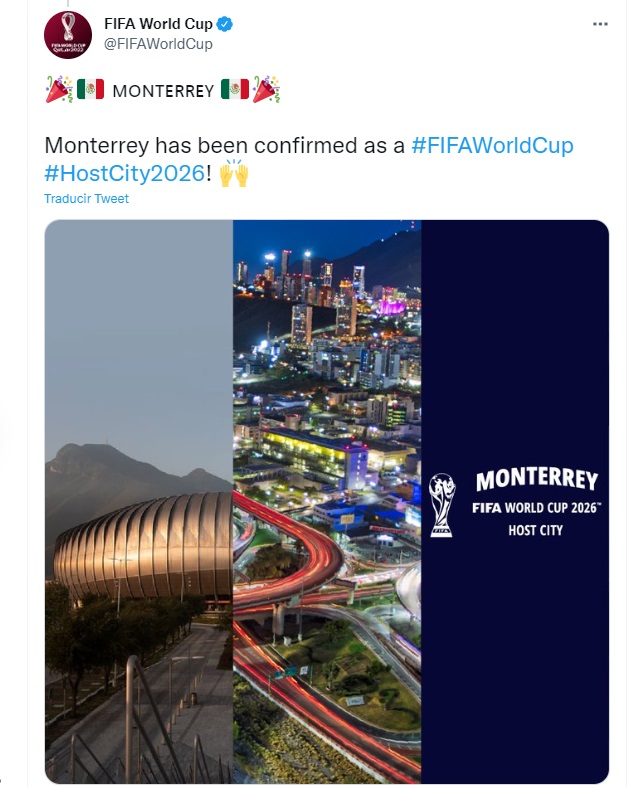 El Estadio BBVA es sede oficial para el Mundial 2026 (Foto: Twitter/@FIFAWorldCup)