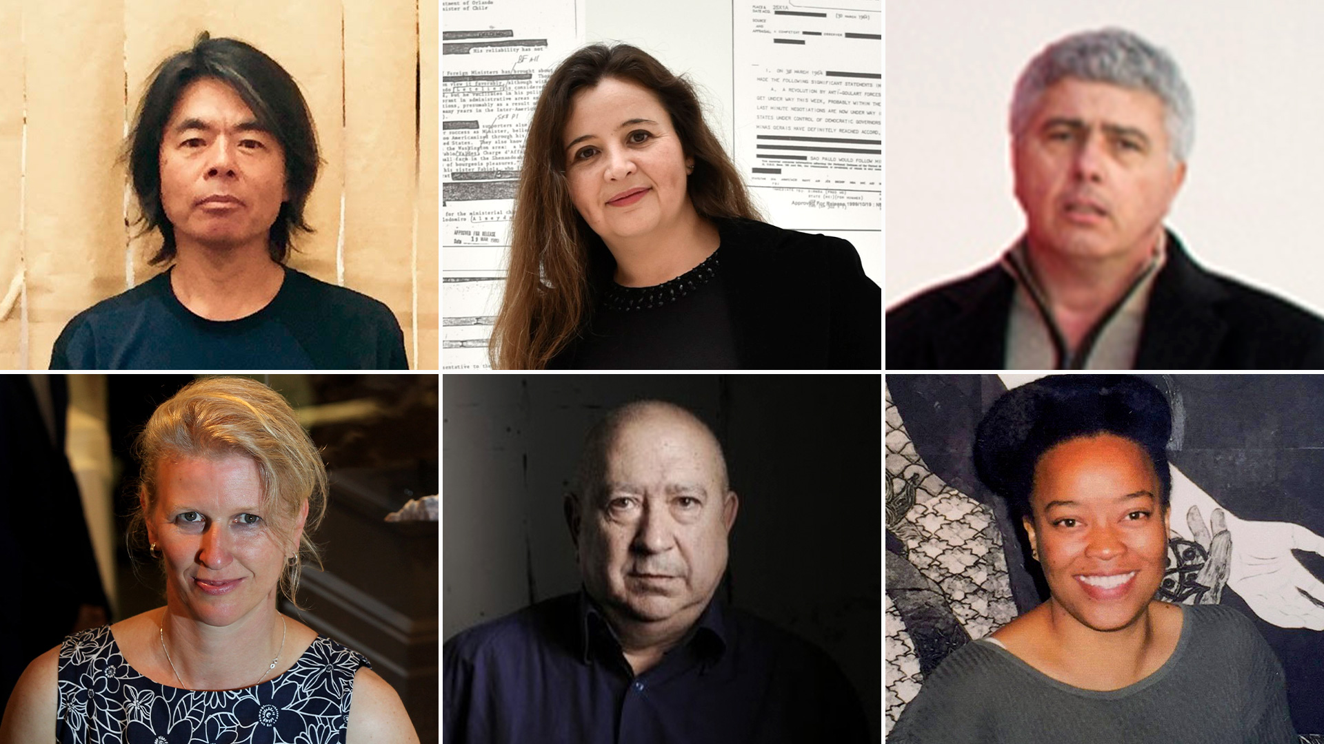 Arriba: Katsuhiko Hibino, Voluspa Jarpa, Geraldo Zamproni. Abajo: Mariele Neudecker, Christian Boltanski, Belkis Ayón
