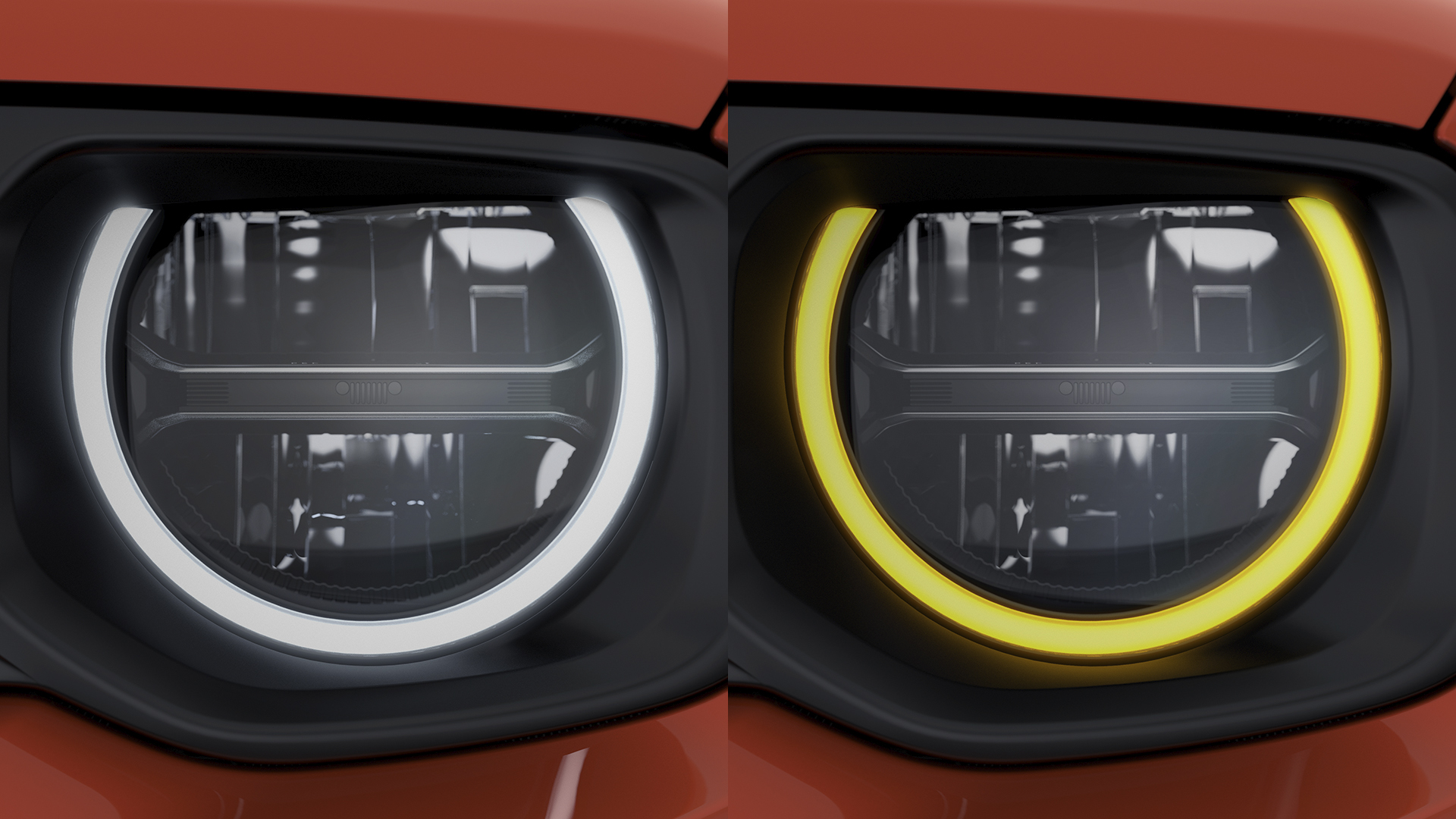 New headlamps with LED technology, with turning and beacon lights integrated into a single peripheral light beam