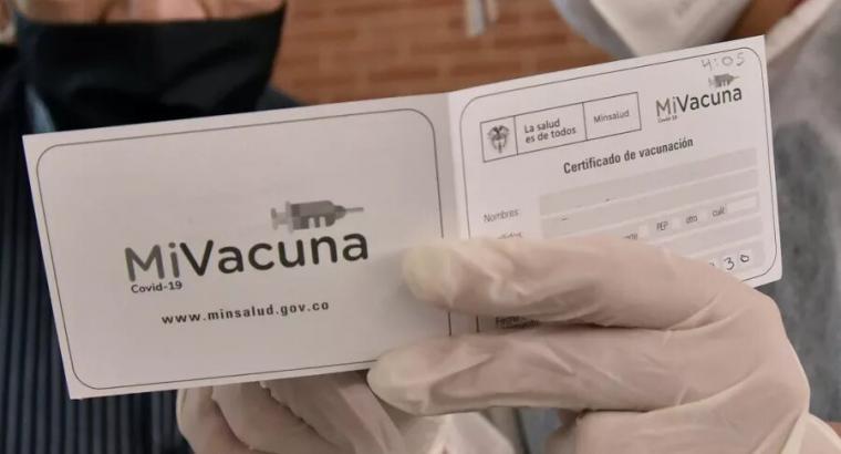 Imagen de referencia. Carné de vacunación en Colombia. Cortesía