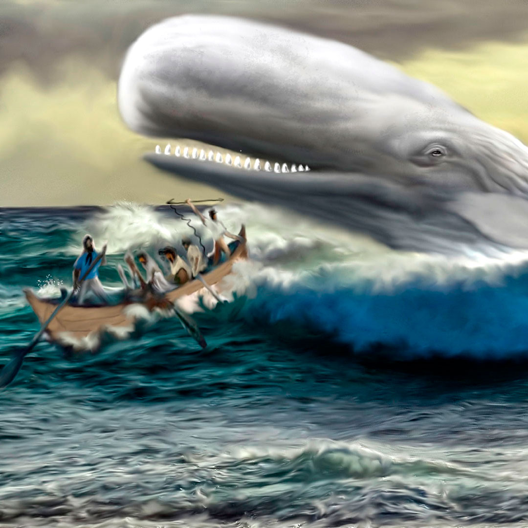 Ilustración de la ballena atacando el barco (Shutterstock)
