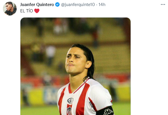 Juan Fernando Quintero, sin haber firmado por Junior elogió a una de sus máximas figuras. Captura  @juanferquinte10