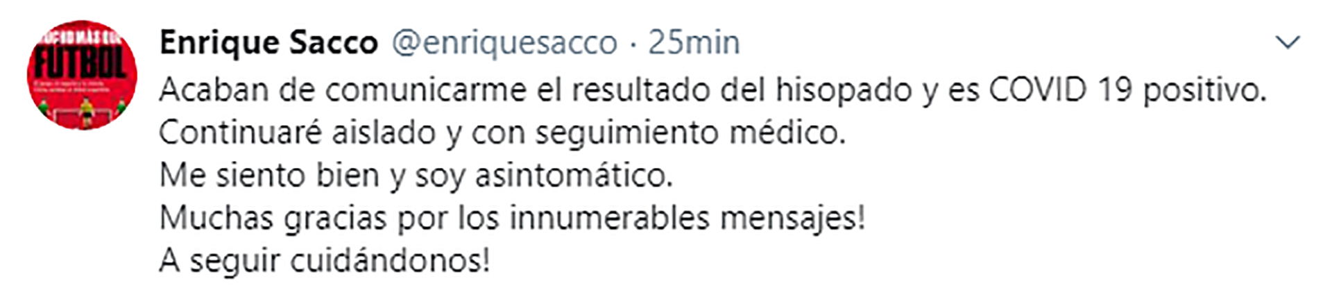 El tuit de Quique Sacco