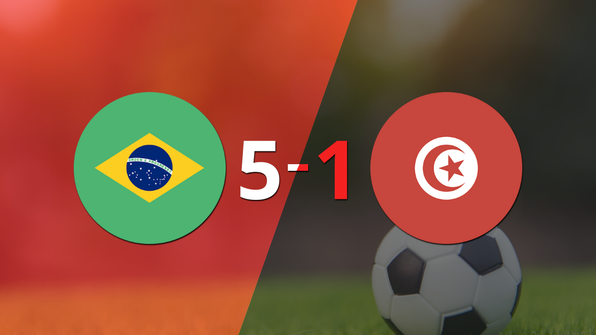Brasil derrotó sin complicaciones a Túnez con doblete de Raphinha