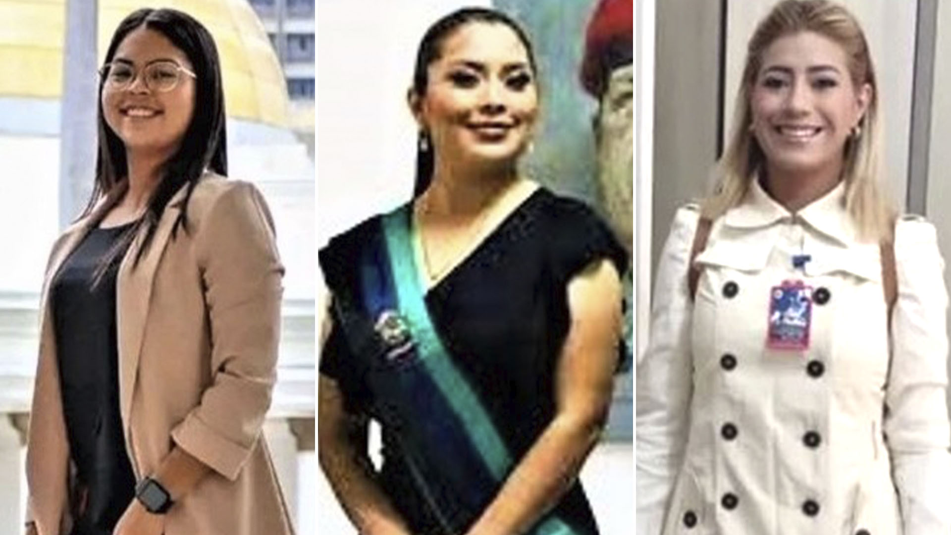 Las diputadas Taina González (izq) y Jeycar Pérez (der), con la alcaldesa Keyrineth Fernández, todas detenidas por la red de narcotráfico