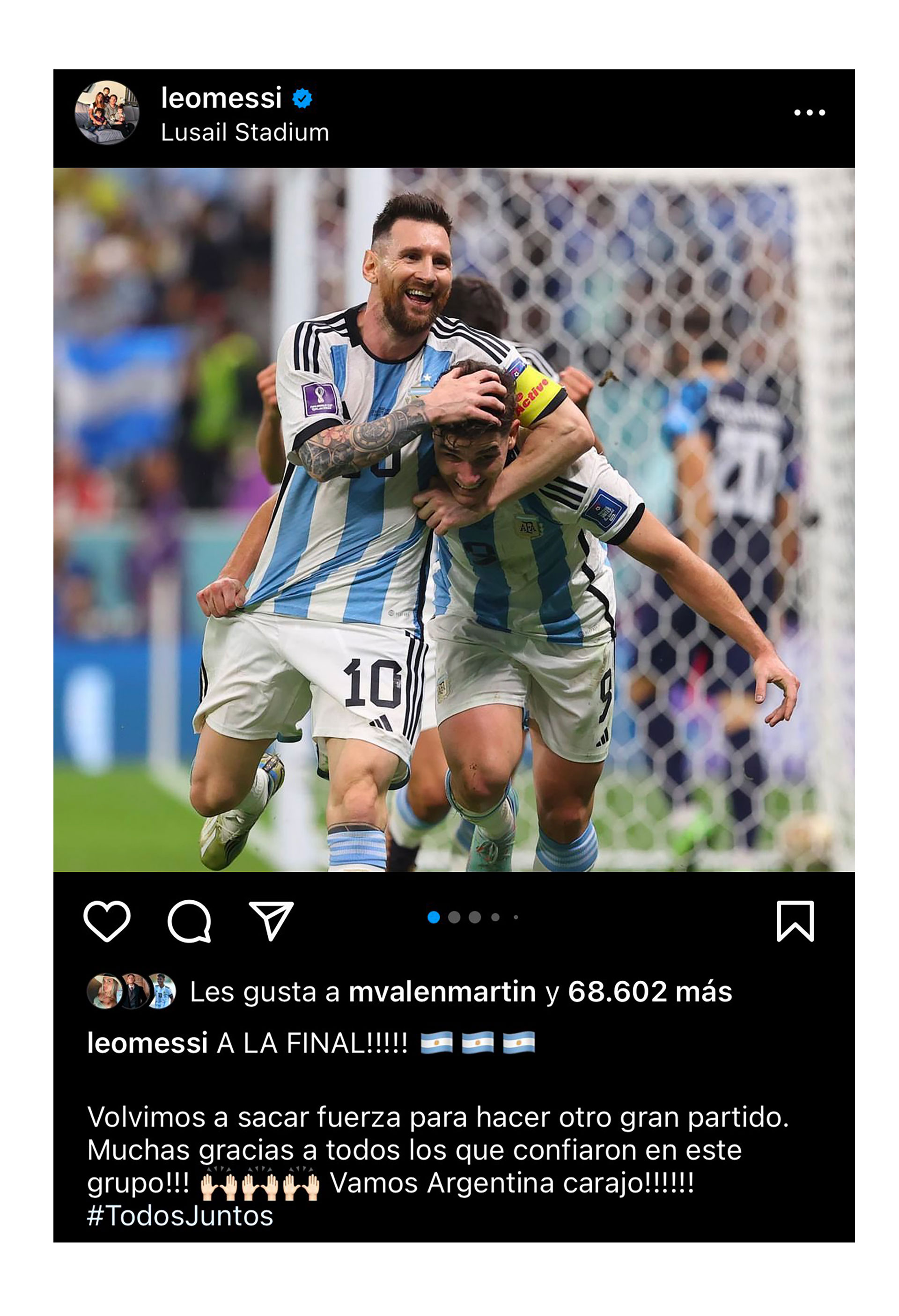 El mensaje de Messi después de vencer a Croacia en la semifinal del Mundial de Qatar