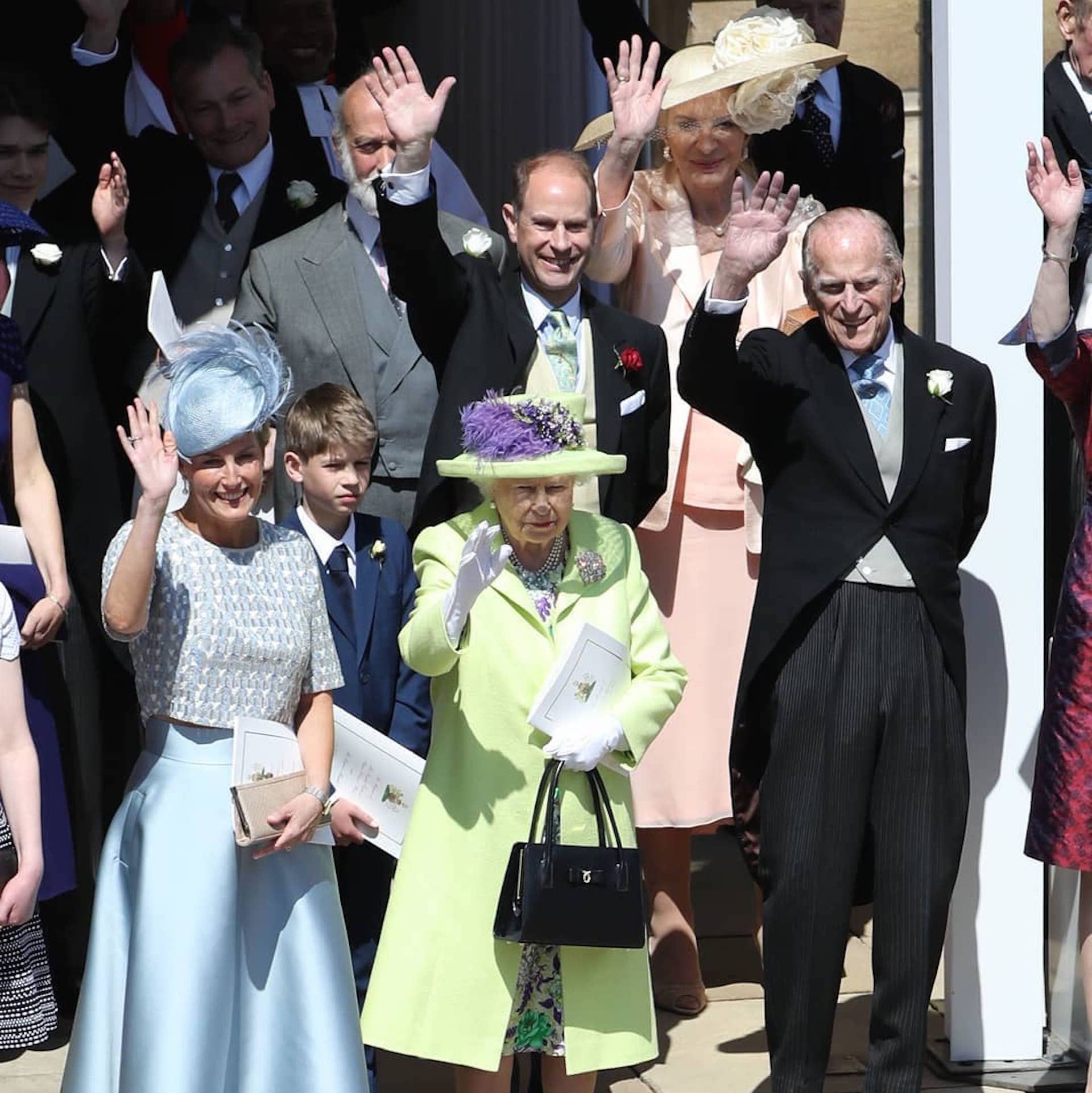 La reina Isabel II y su esposo Felipe, retirado de la vida pública desde 2017, en la boda de Meghan Markle y el príncipe Harry en mayo de 2018 