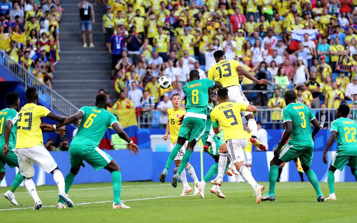 Yerry Mina is the author of the Colombian goal that knocked out Senegal from the 2018 World Cup in Russia. Photo: FIFA.