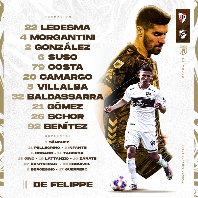 The team that will present Platense at the Monumental