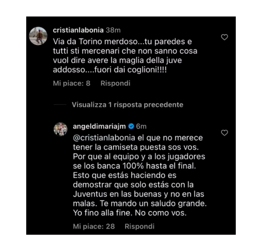 Di María's response to a Juventus fan who described him as "mercenary"