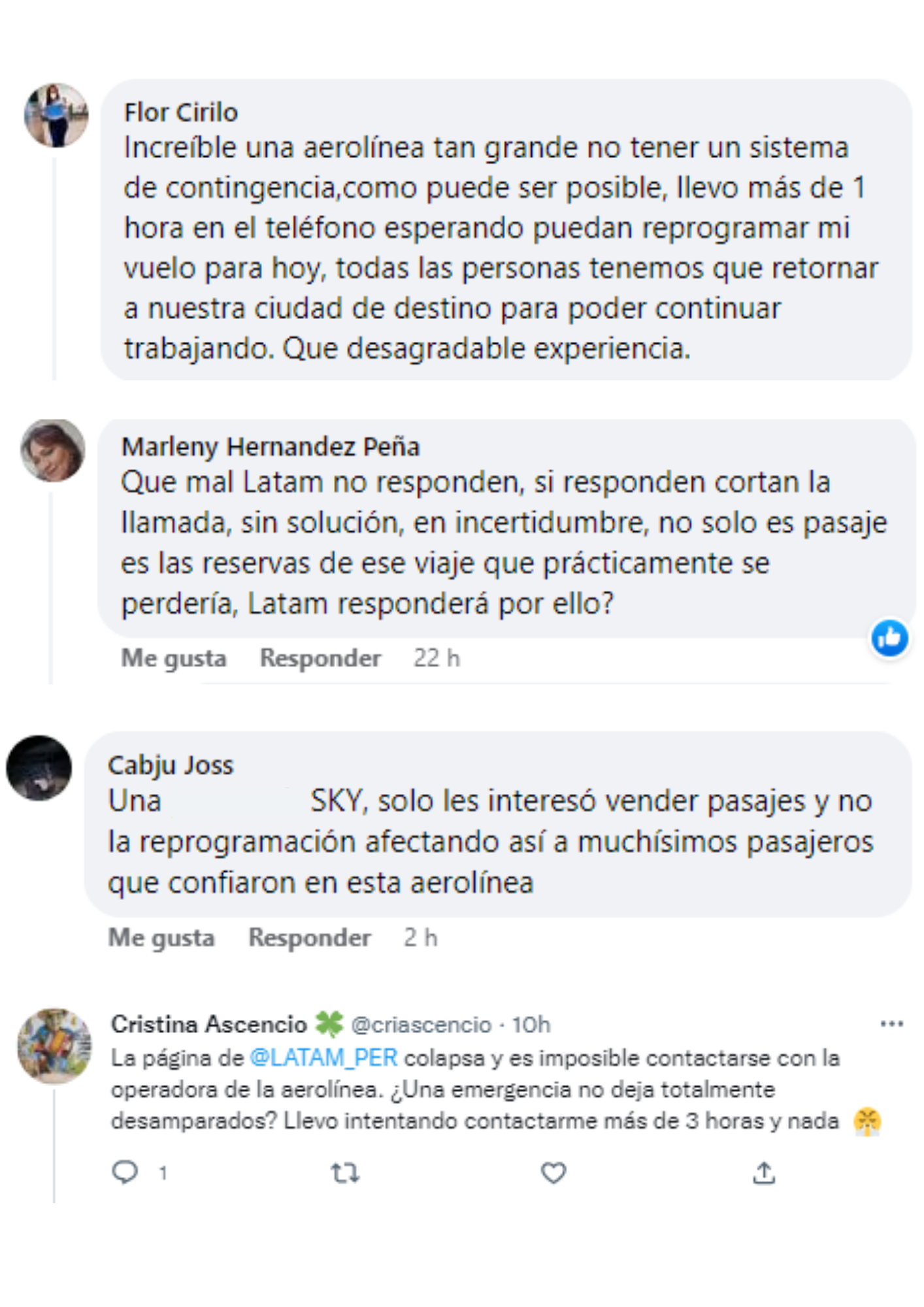 Quejas de pasajeros