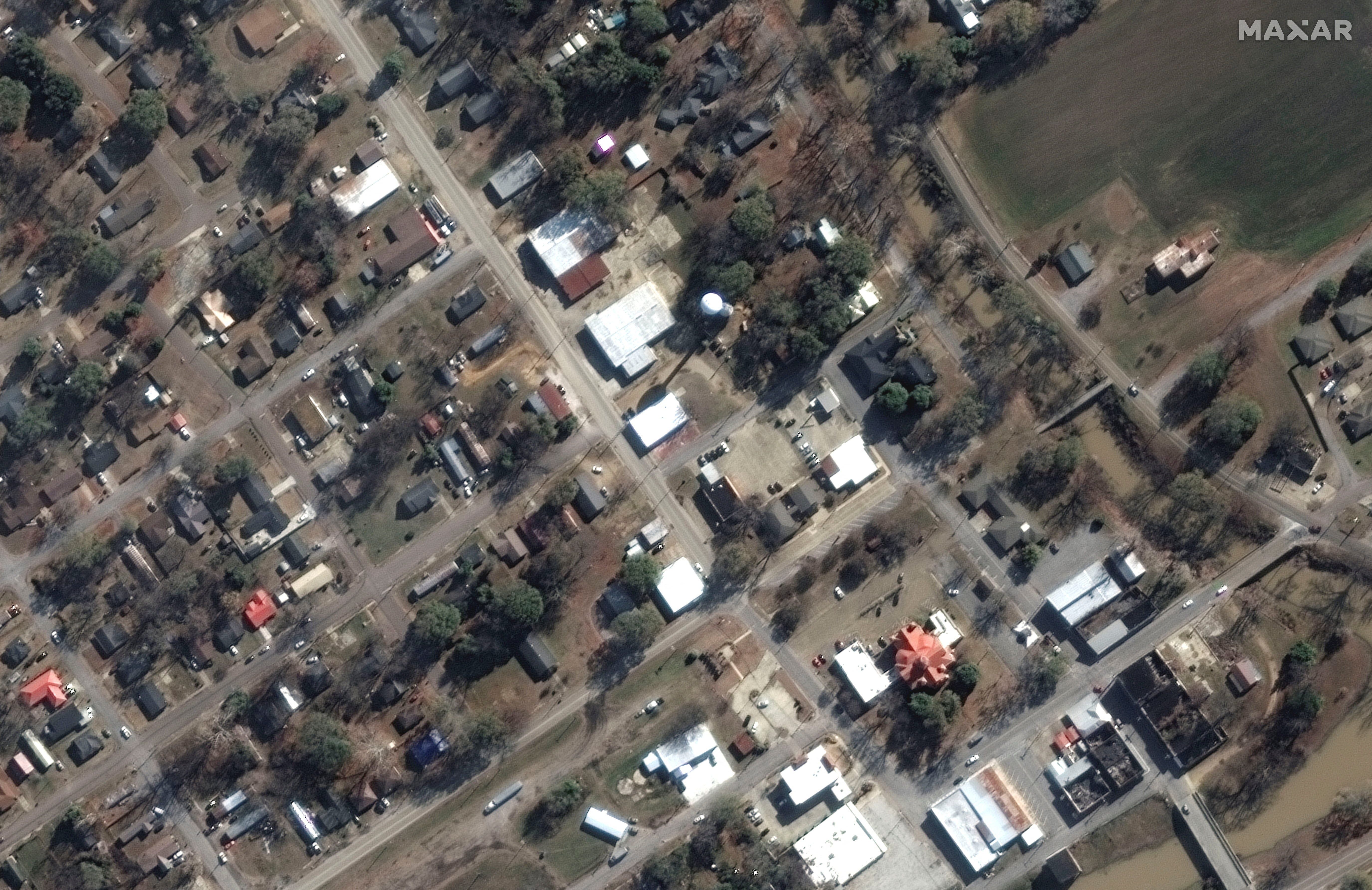 Una imagen satelital antes del un tornado, en Rolling Fork, Mississippi, EE. UU., 26 de marzo de 2023. Cortesía de la imagen satelital ?2023 Maxar Technologies/Folleto a través de REUTERS 
