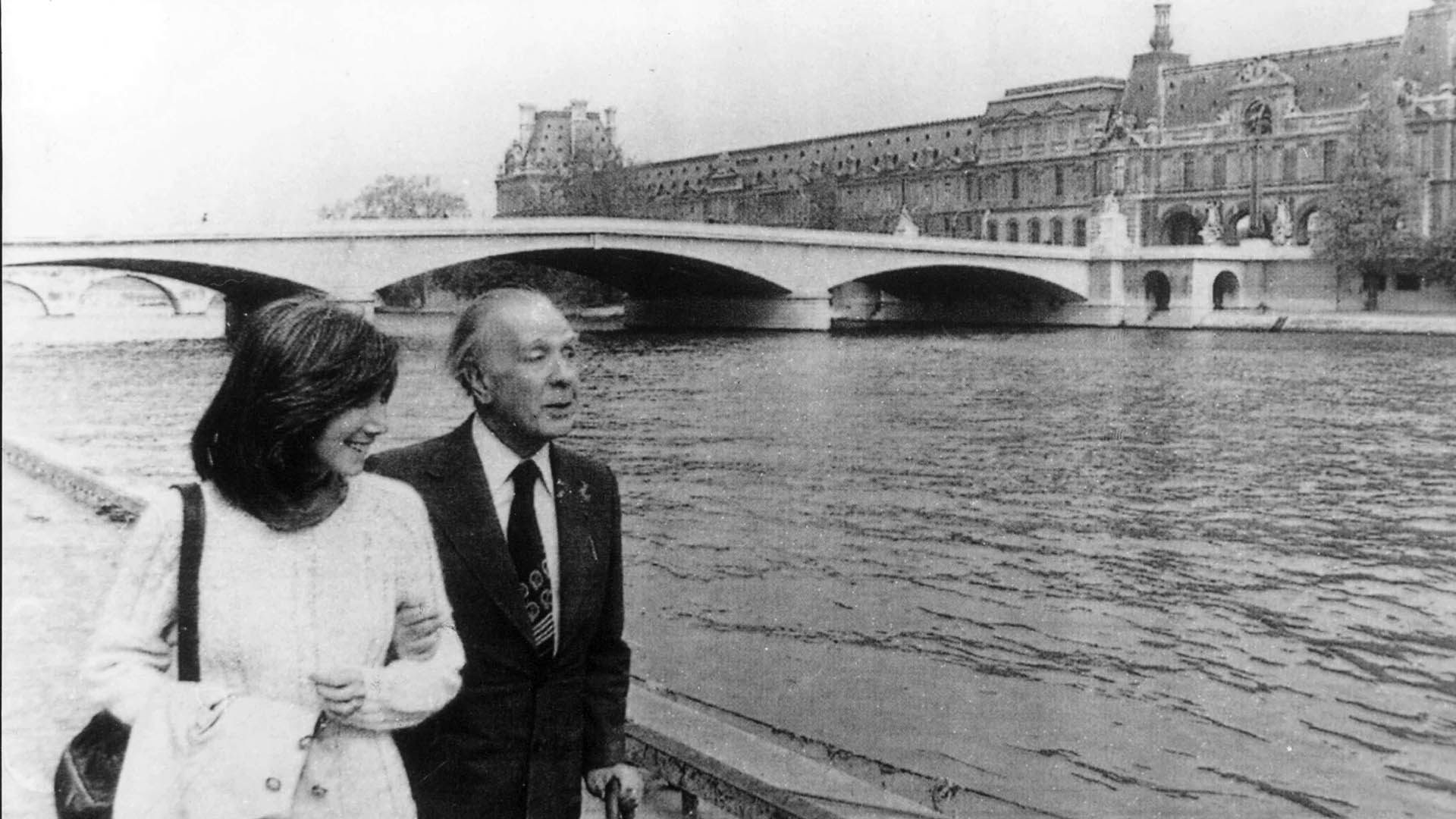 Borges y María Kodama, que fue su viuda y su albacea, y que murió hace un mes. Foto: AGN