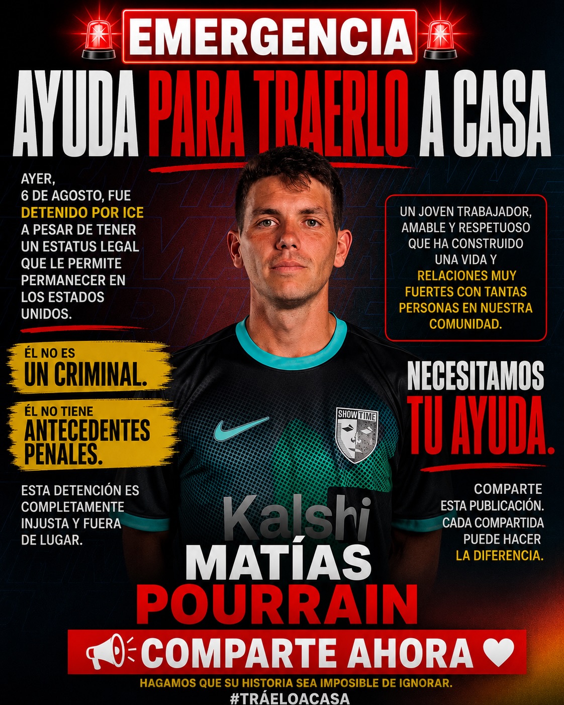 Habl&oacute; la abogada del futbolista argentino detenido por ICE: "No tiene antecedentes ni estaba cometiendo ning&uacute;n delito"