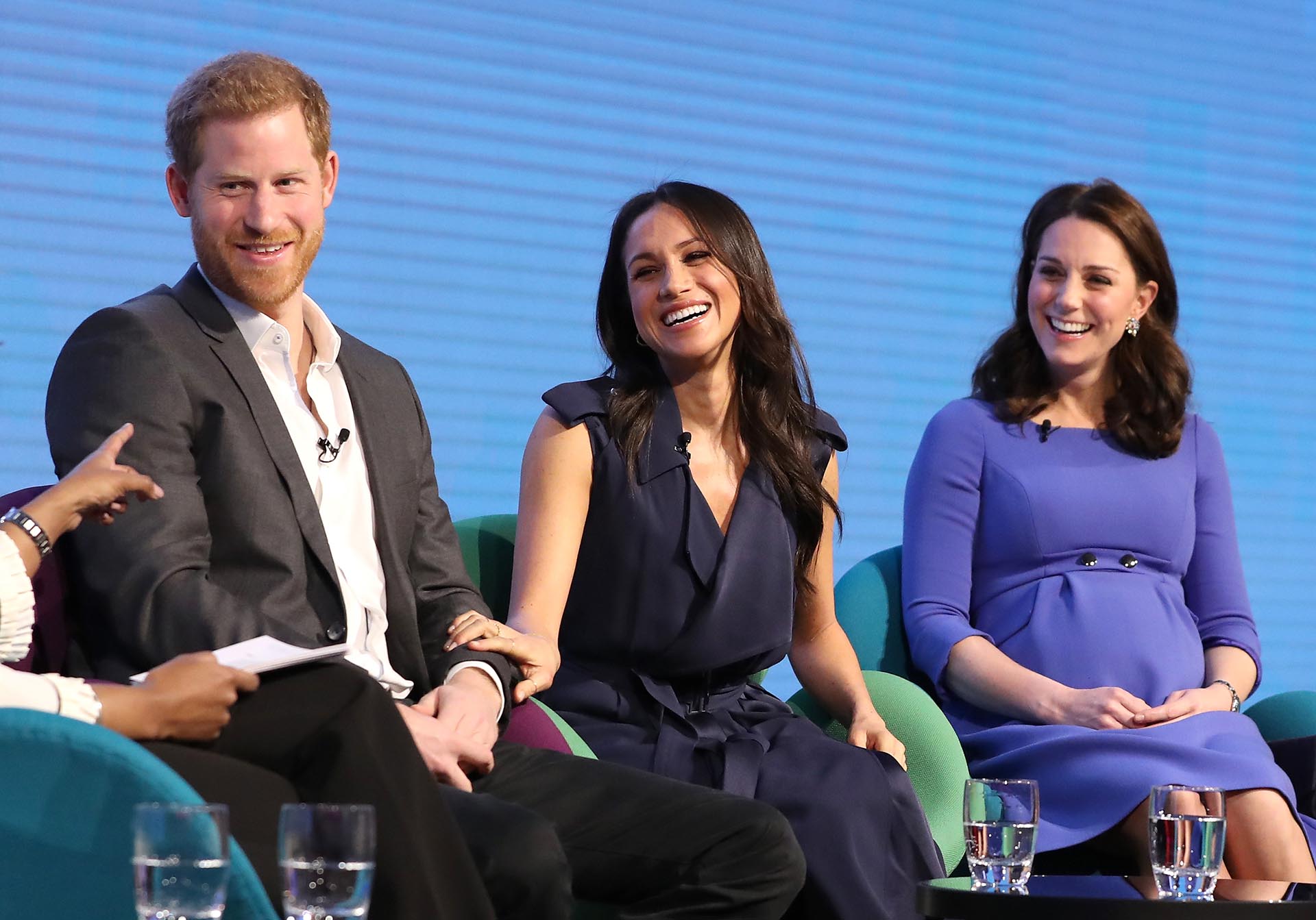 Prince Harry, Meghan Markle, and the Duchess of Cambridge attend the first annual Royal Foundation Forum on February 28, 2018 in London (AFP)