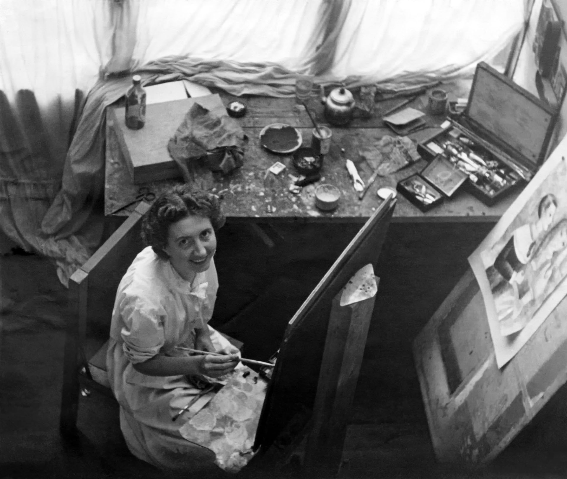 Yente en el taller de Del Prete, en 1937