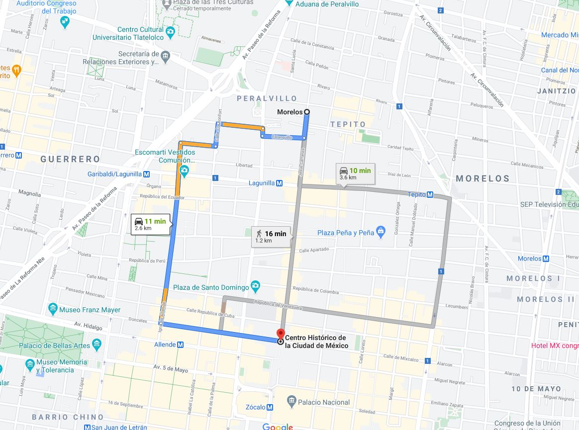 En este sector del centro de la capital se han encontrado un sinnúmero de casas de seguridad de ambas organizaciones criminales (Captura de pantalla: Google Maps)