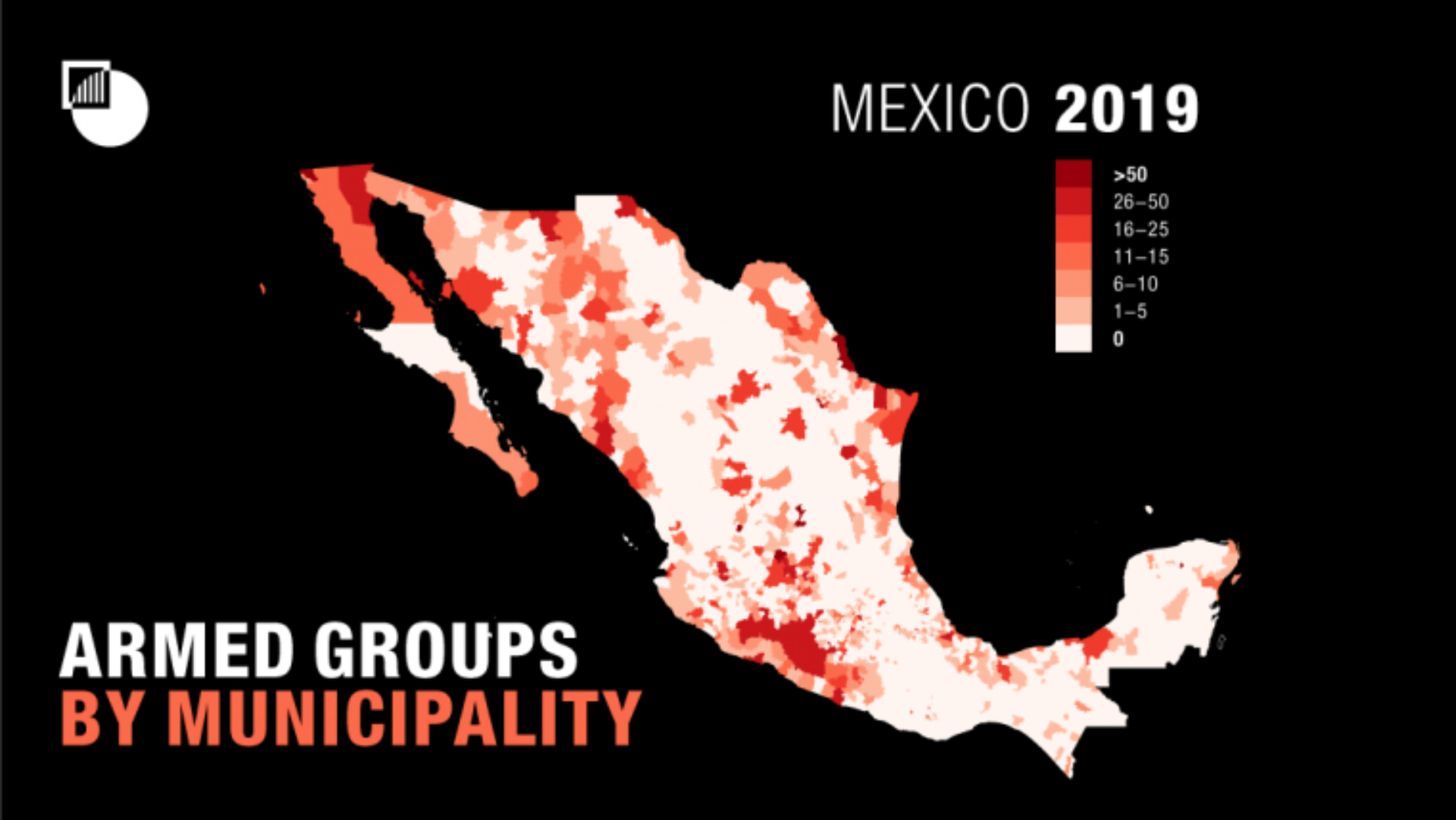 El mapa para 2019 muestra un aumento de nuevos grupos en el noroeste del país y en Tierra Caliente (Foto: The International Crisis Group)