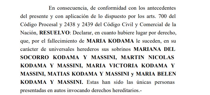 La declaración de la justicia sobre los herederos de Borges-