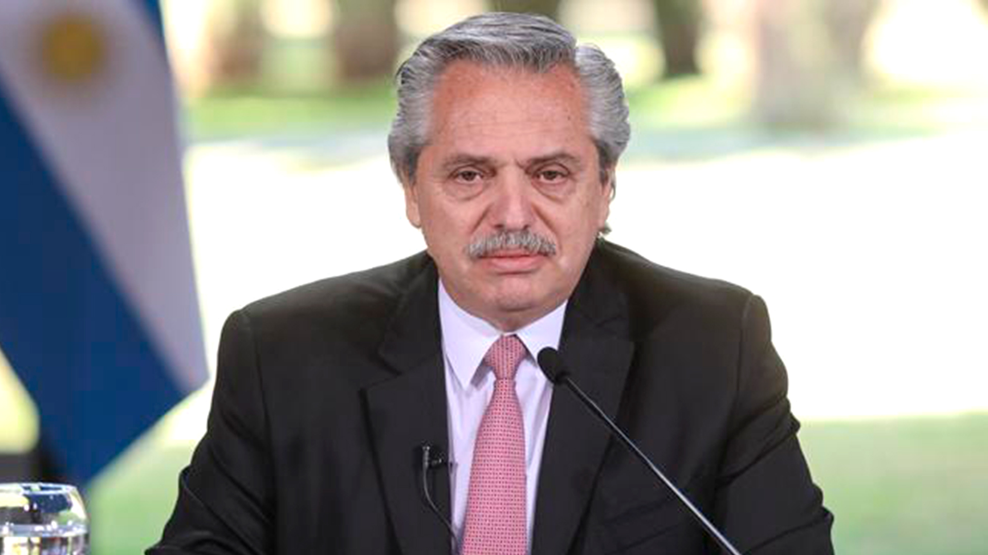 Alberto Fernández, este viernes, durante el anuncio en Olivos (Presidencia)