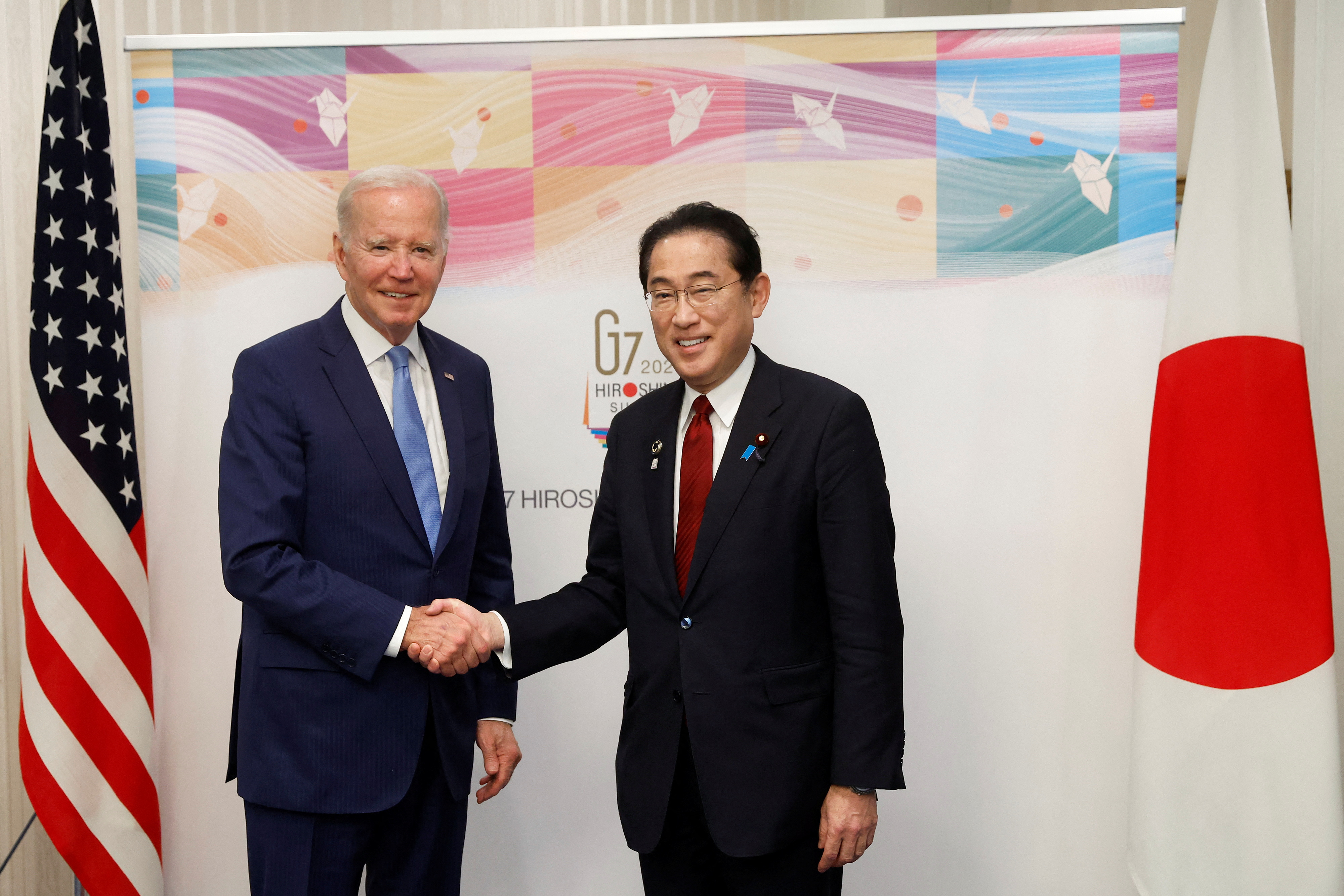 La foto de Biden y Kishida antes de la reunión bilateral  (Kiyoshi Ota/REUTERS)