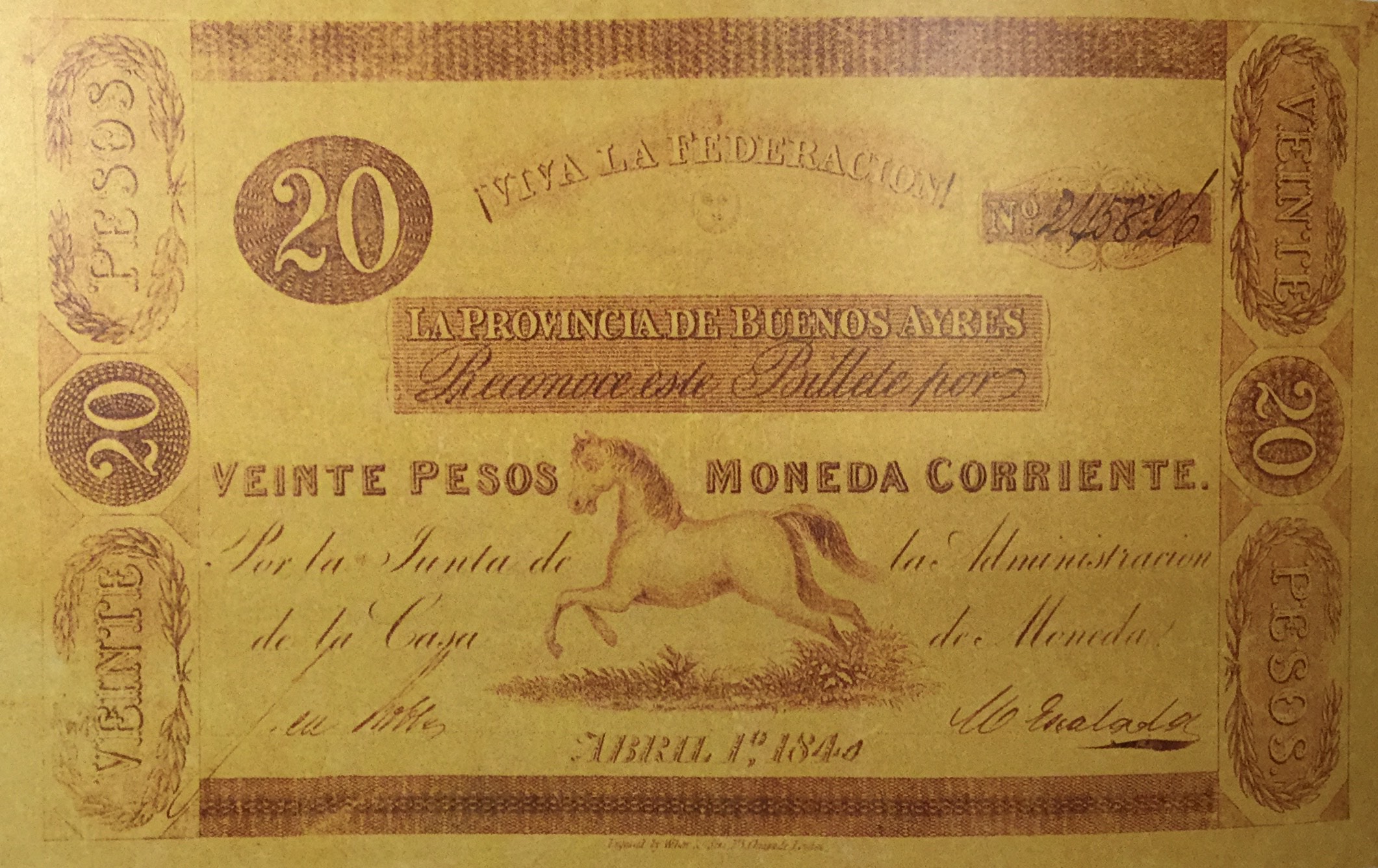 Durante el gobierno de Juan Manuel de Rosas, comenzaron a incorporar a los billetes figuras de animales.