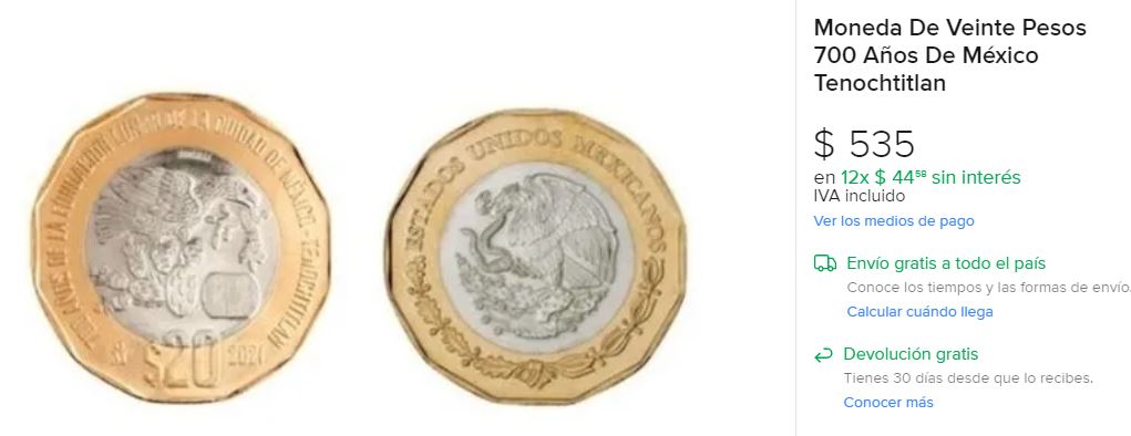 Moneda 700 años. (Mercado Libre)