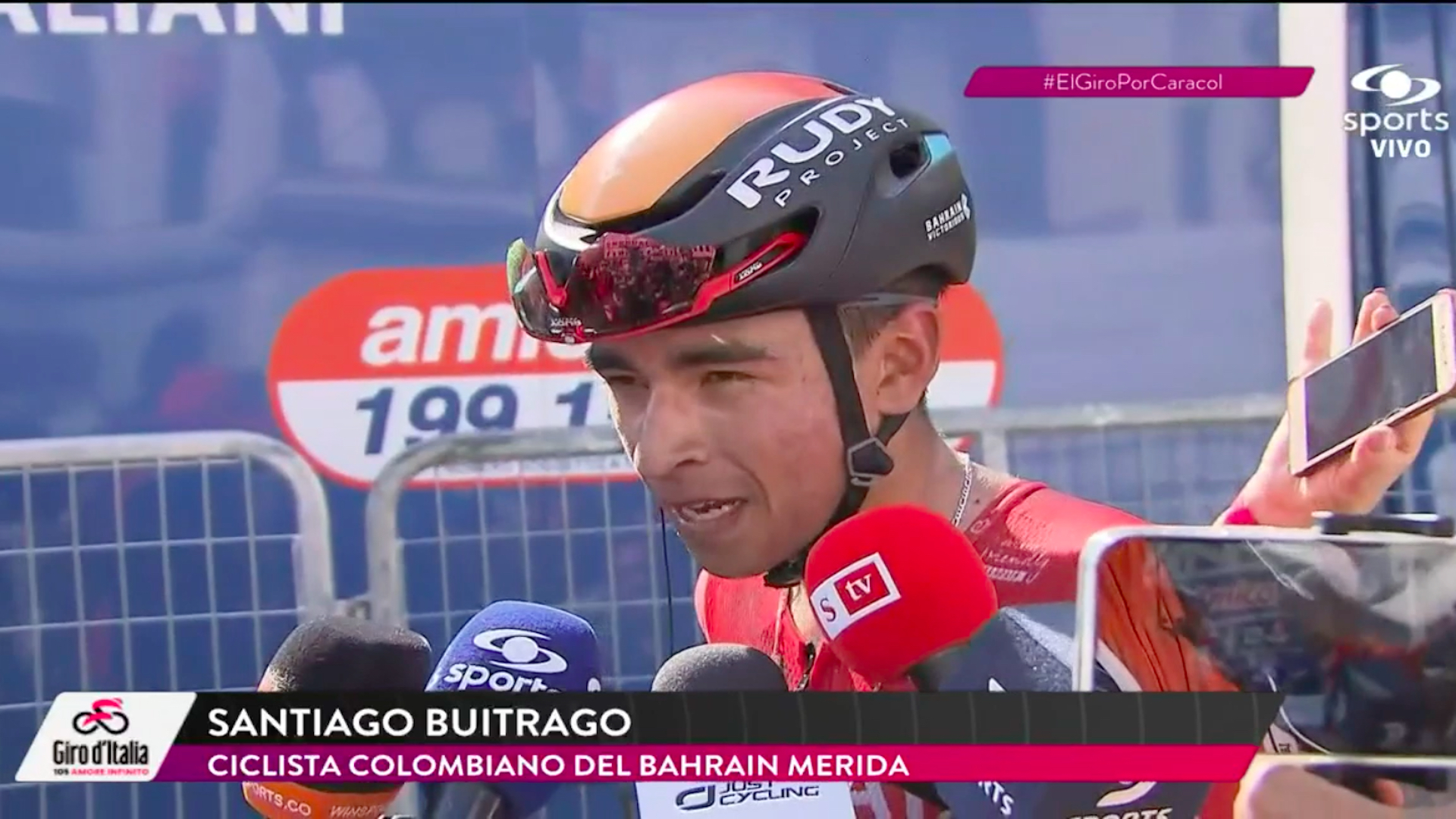 Santiago Buitrago, segundo mejor ciclista colombiano en la tabla general del Giro de Italia 2022 hasta el jueves 29 de mayo / (Caracol Sports)