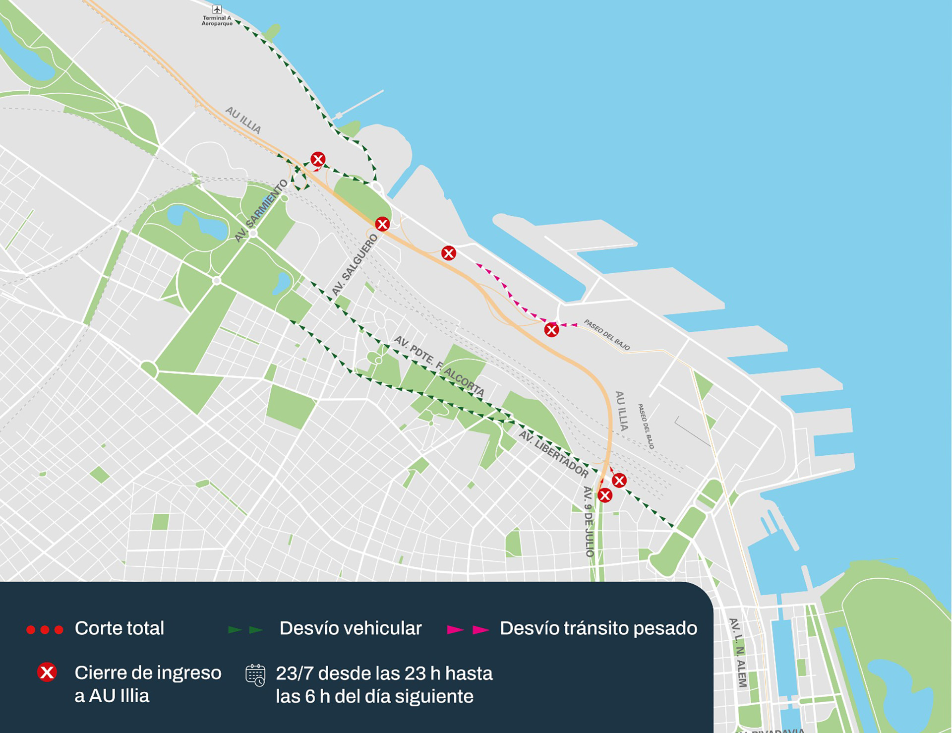 Este jueves cerrar&aacute;n la autopista Illia y la avenida Cantilo por las obras de ampliaci&oacute;n del puente Labruna
