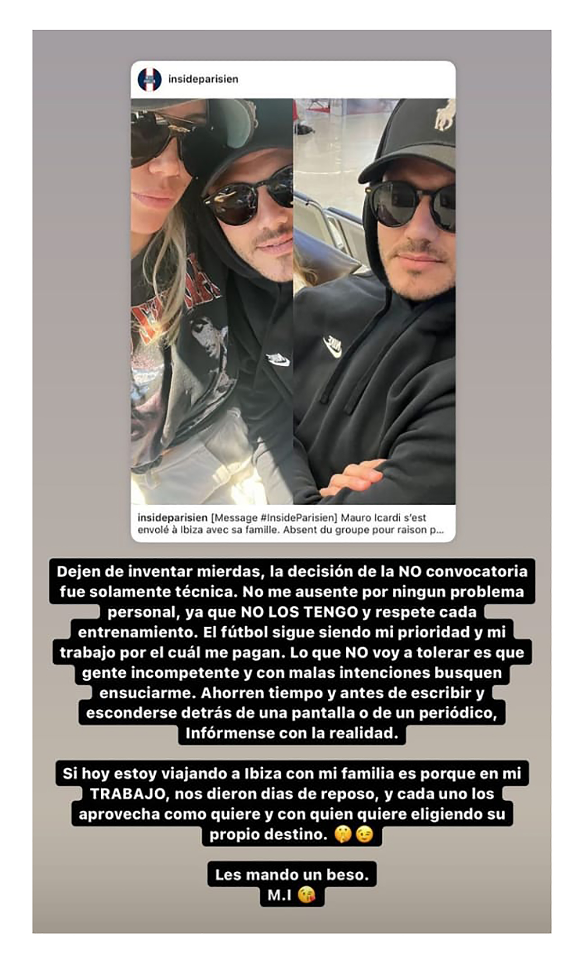 La historia de Icardi en Instagram