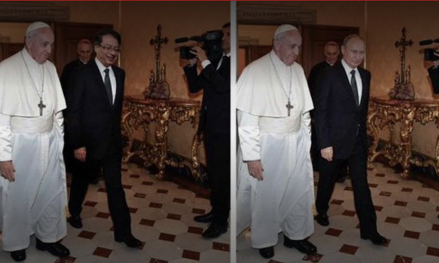Foto falsa de Gustavo Petro y el papa Francisco. (foto: El Heraldo)