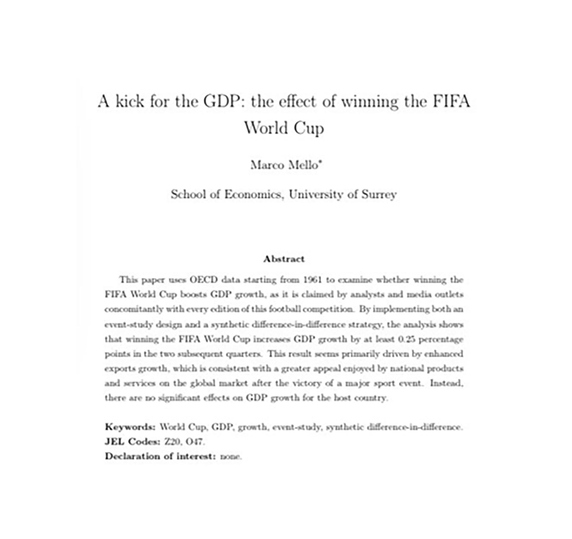 El paper sobre el efecto del Mundial sobre el PBI