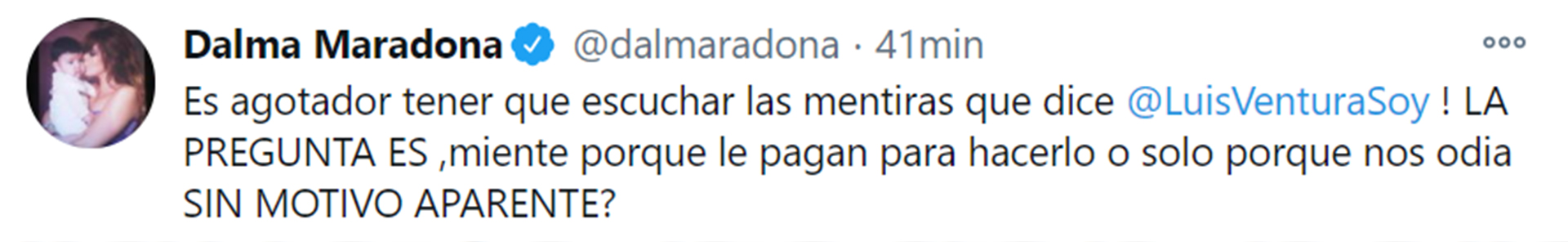 El descargo de Dalma Maradona en Twitter