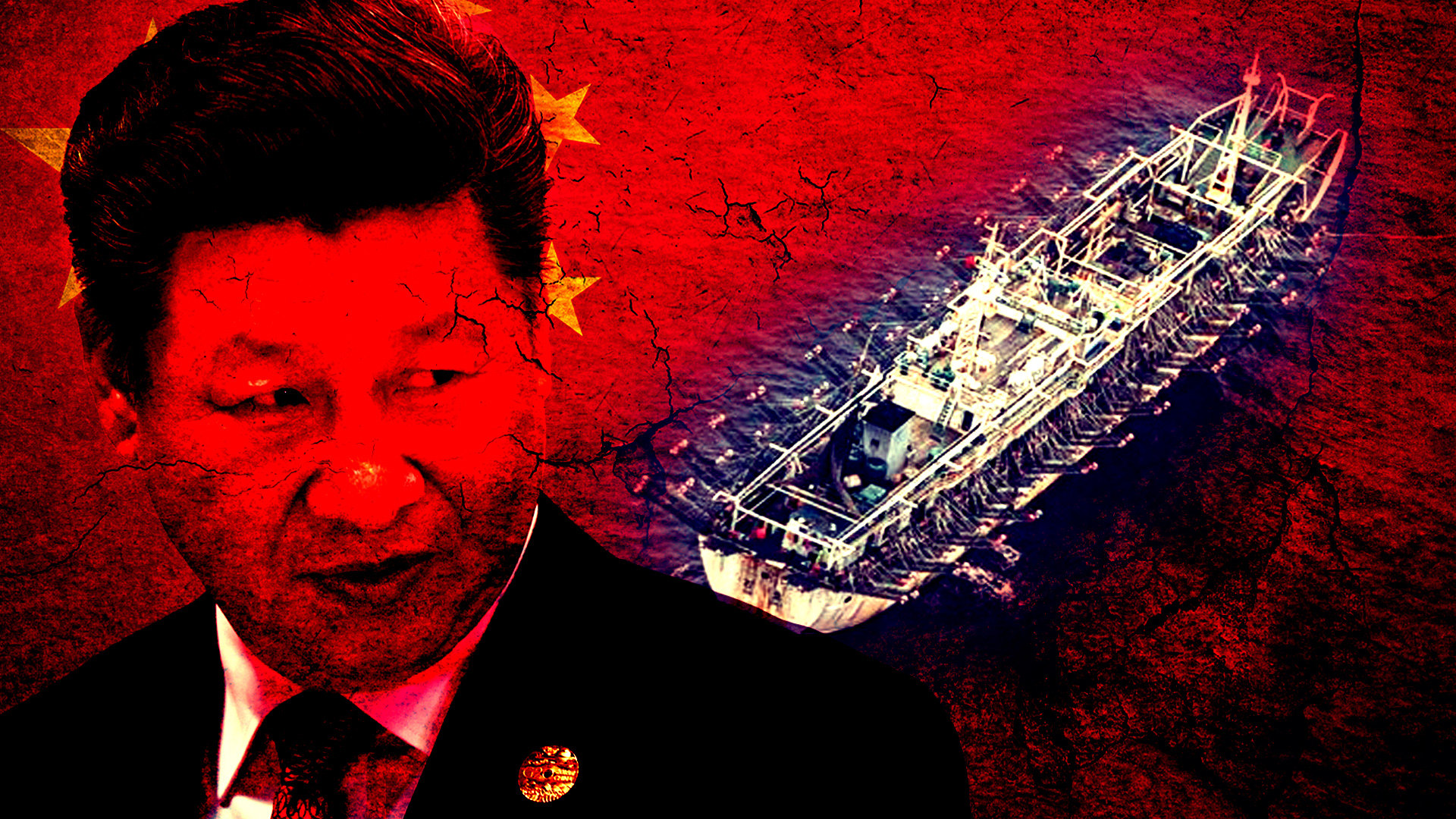 El presidente de China, Xi Jinping, y un barco pesquero ilegal. Se calcula que existen 17 mil buques de este tipo de nacionalidad china por todo el mundo (Infobae)