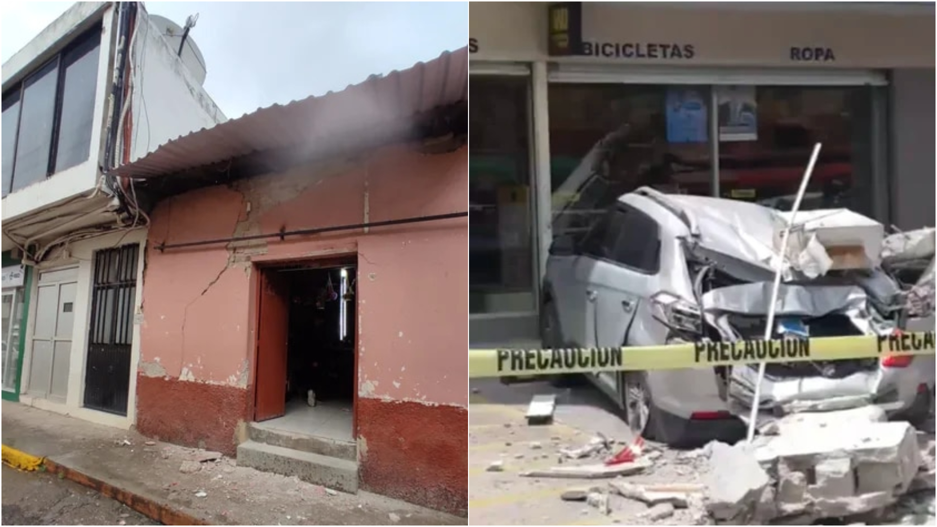 Daños por los últimos temblores que ocurrieron en el mes de septiembre en los estados de Colima y Michoacán respectivamente.
(Fotos: SSP Michoacán y Facebook)