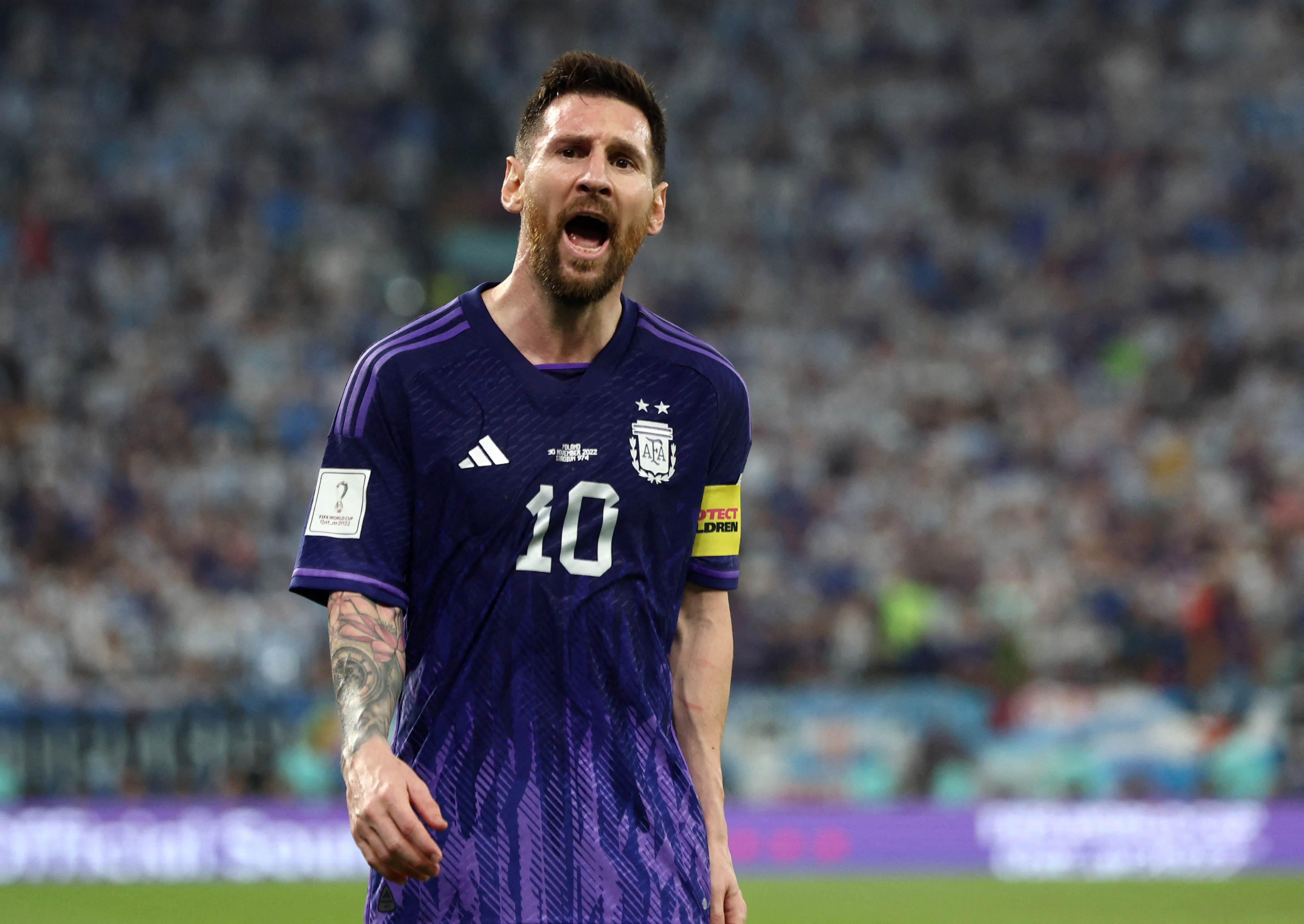 La bronca de Messi luego del penal. Foto: REUTERS/Pedro Nunes