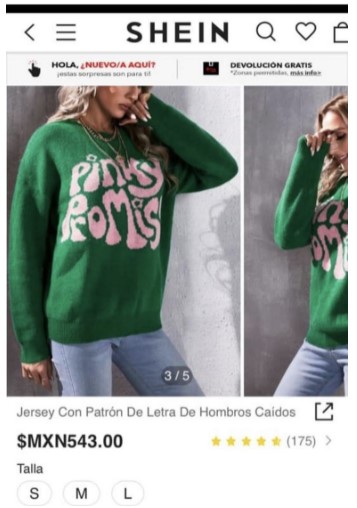 El suéter de Karla Díaz es posible encontrarlo en Shein Foto: Captura de pantalla