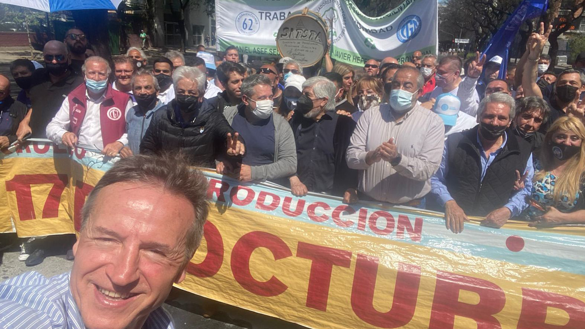 Los principales dirigentes de la CGT marcharon en 2021 por el 17 de octubre
