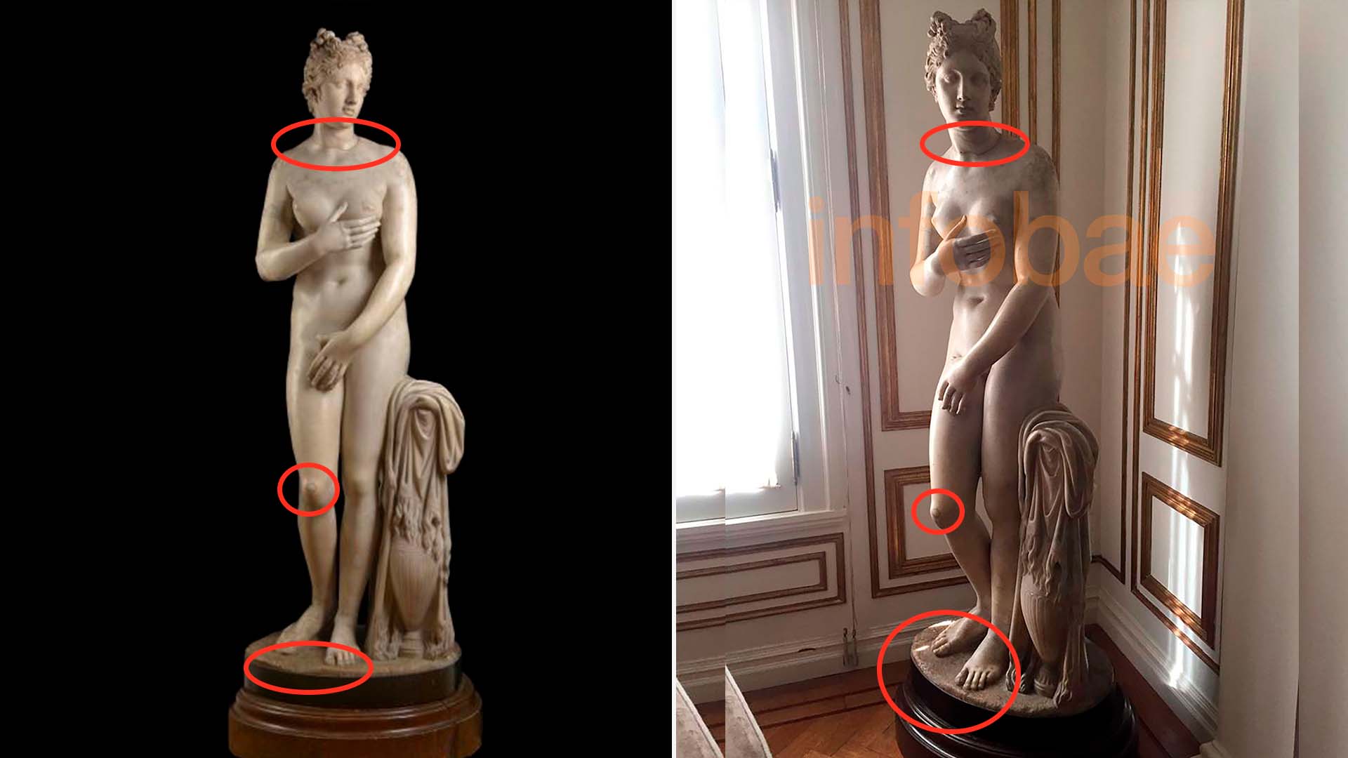 La Afrodita de Hamilton y la atribuida a Zichy Thyssen: varias similitudes.