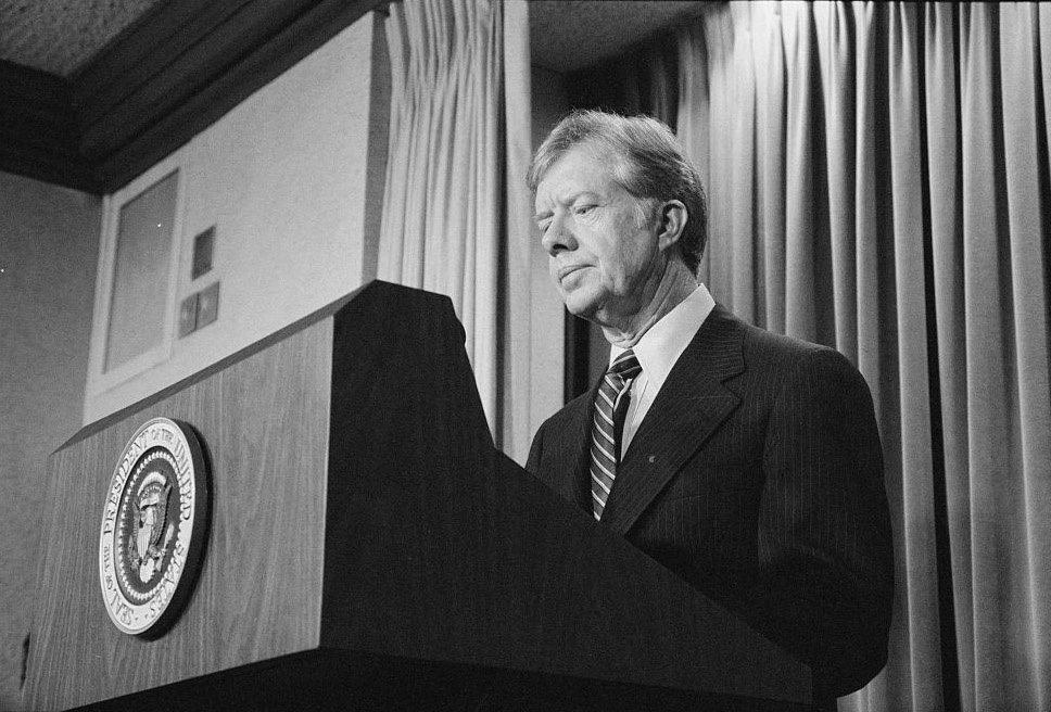 Jimmy Carter, durante la crisis por los rehenes en Irán (via Reuters)
