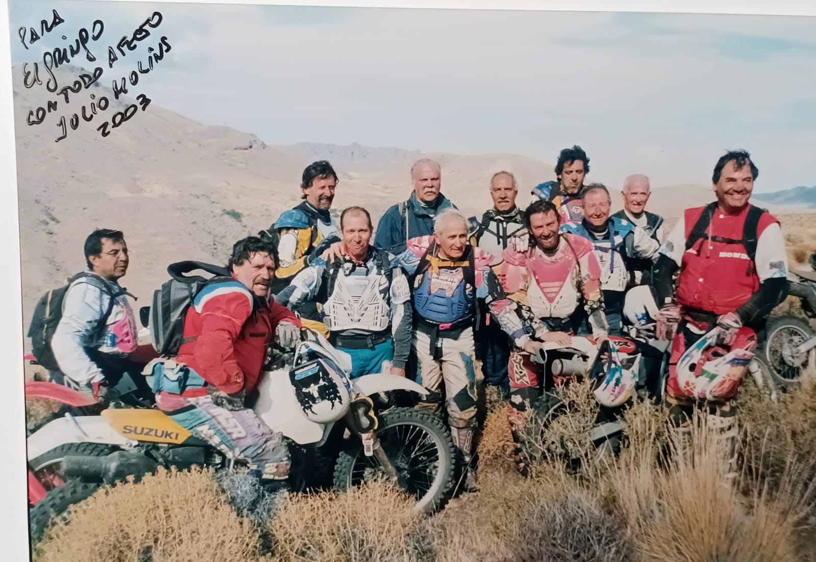 Carosanti on an adventure trip with his enduro motorcycle friends